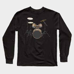 Acoustic drum on black Long Sleeve T-Shirt